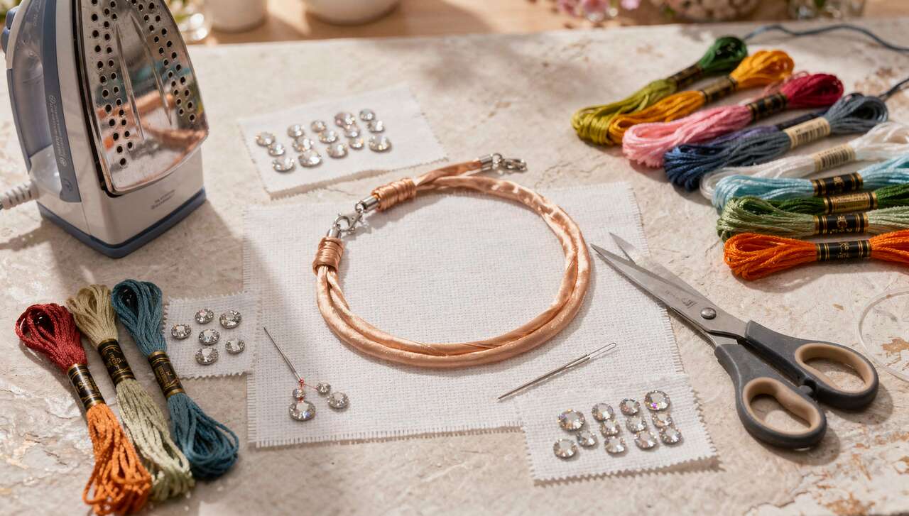 DIY : créer un collier brodé et strassé