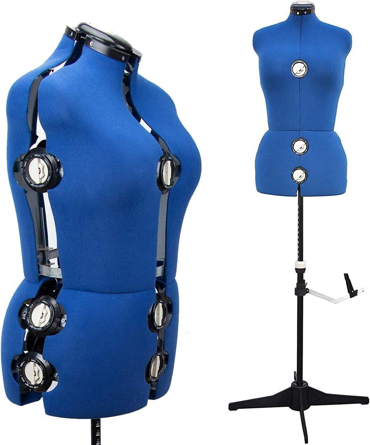 Test du mannequin de couture réglable femme bleu