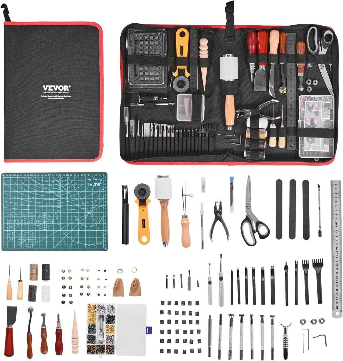 Test : kit VEVOR 61 pièces pour travail du cuir