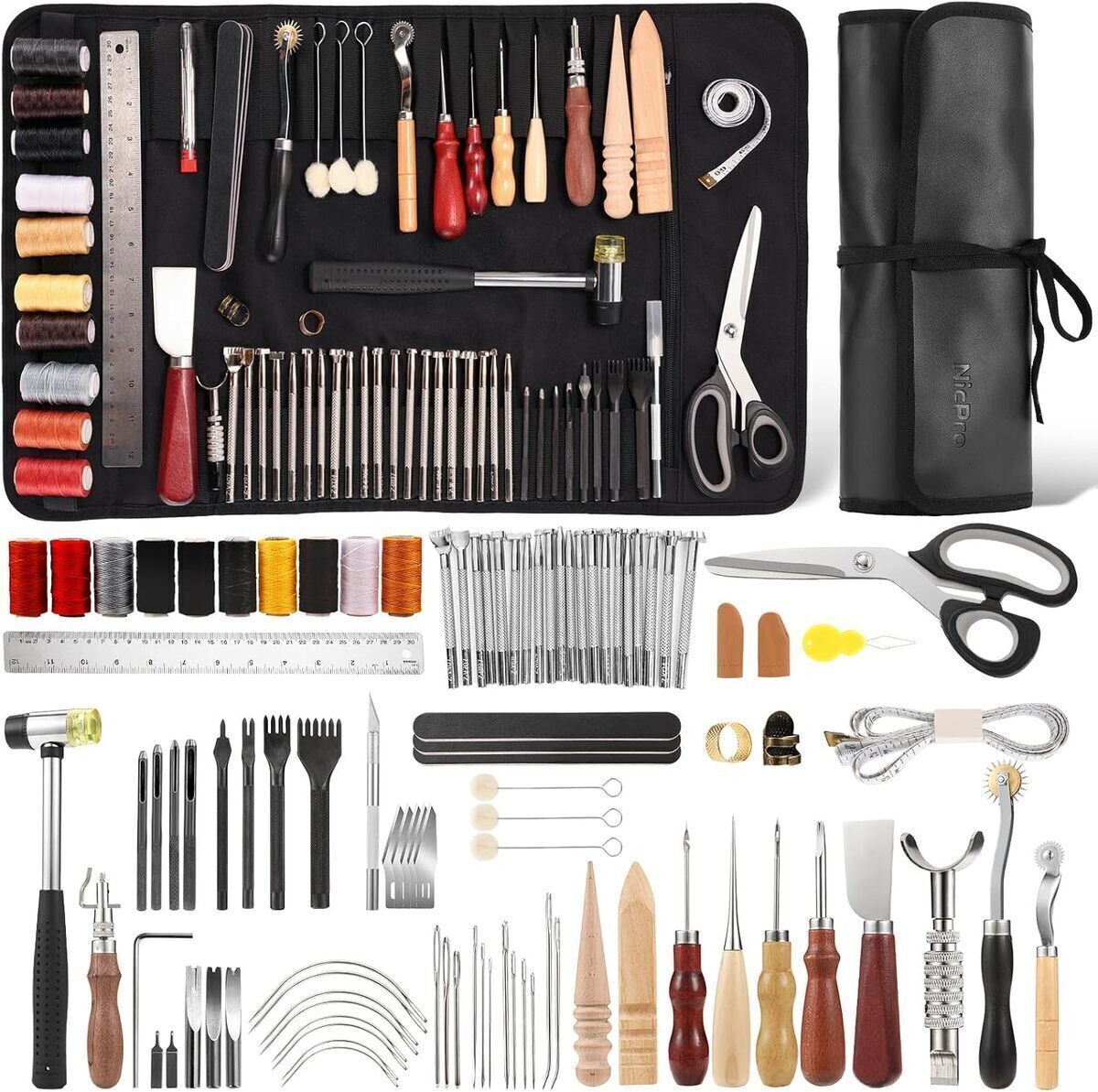 Test Nicpro kit de travail du cuir 85 pièces : outils débutant complets