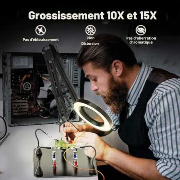 Découvrez notre test détaillé de la loupe grossissante 10X et 15X avec éclairage LED et support. Idéale pour le bricolage, la soudure et les travaux de précision. 