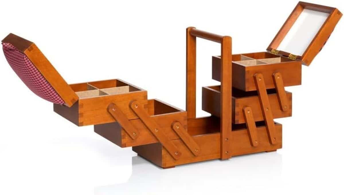 Test de la travailleuse Prym 612550 en bois foncé