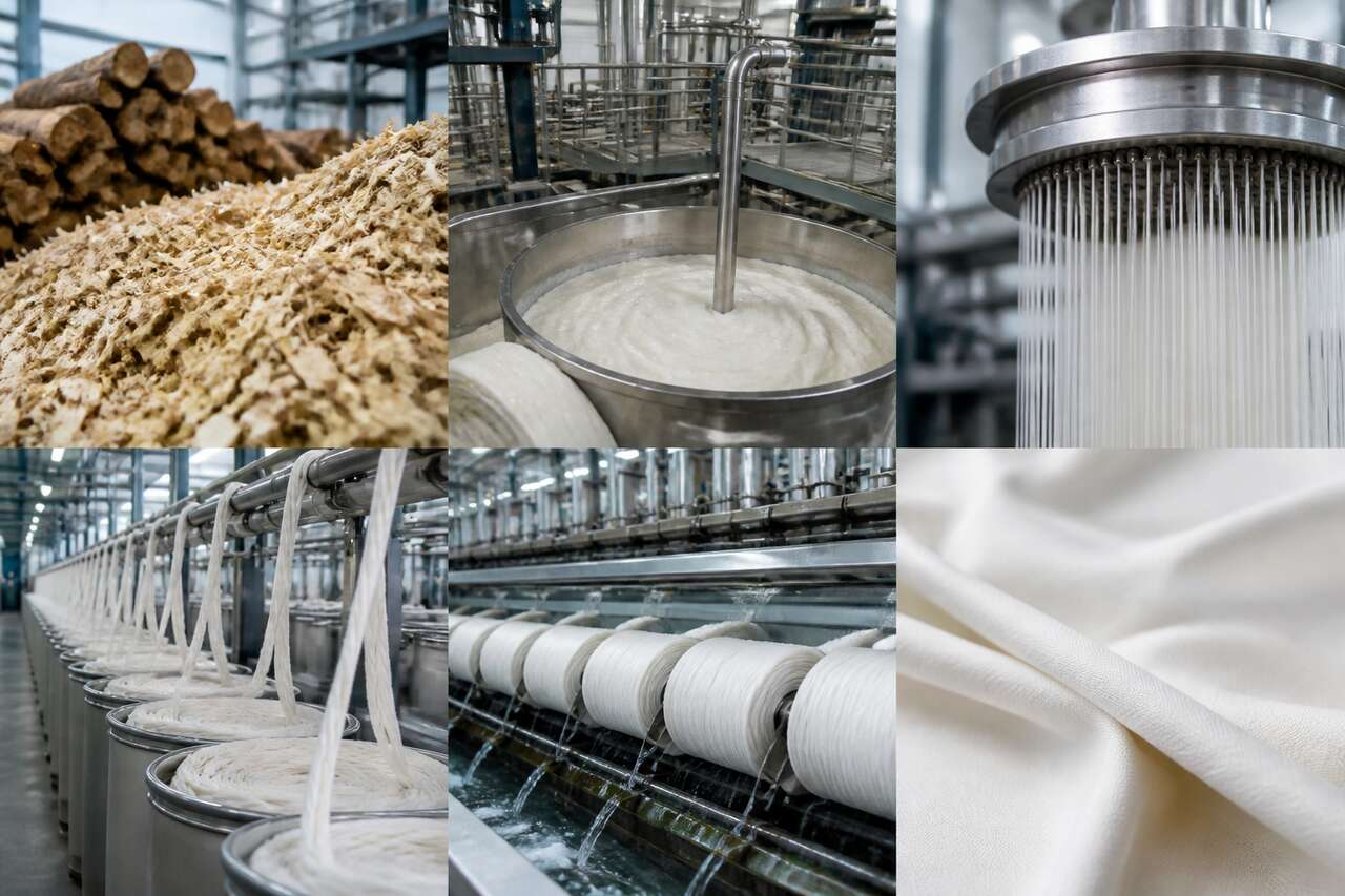 Comment la viscose est fabriqu&eacute;e: de la cellulose au fil
