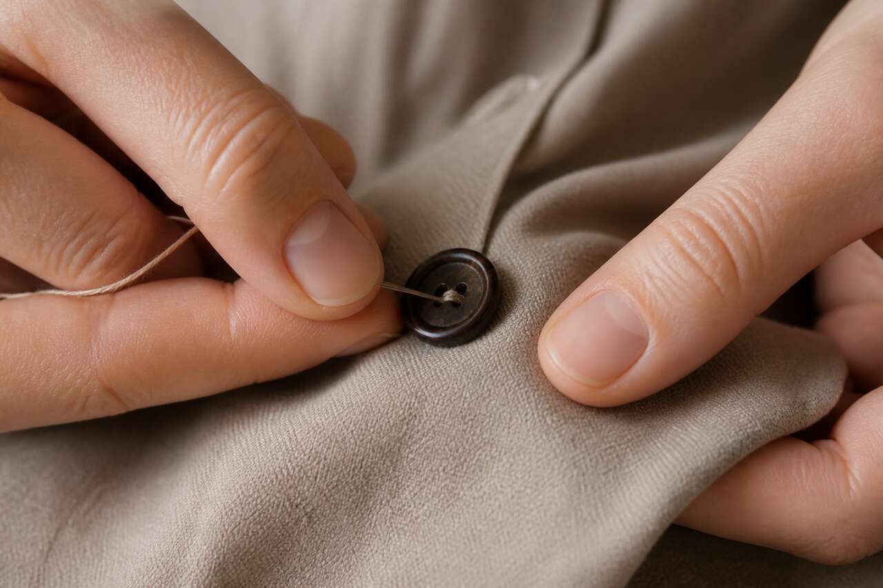 Coudre un bouton &agrave; 2 trous &agrave; la main
