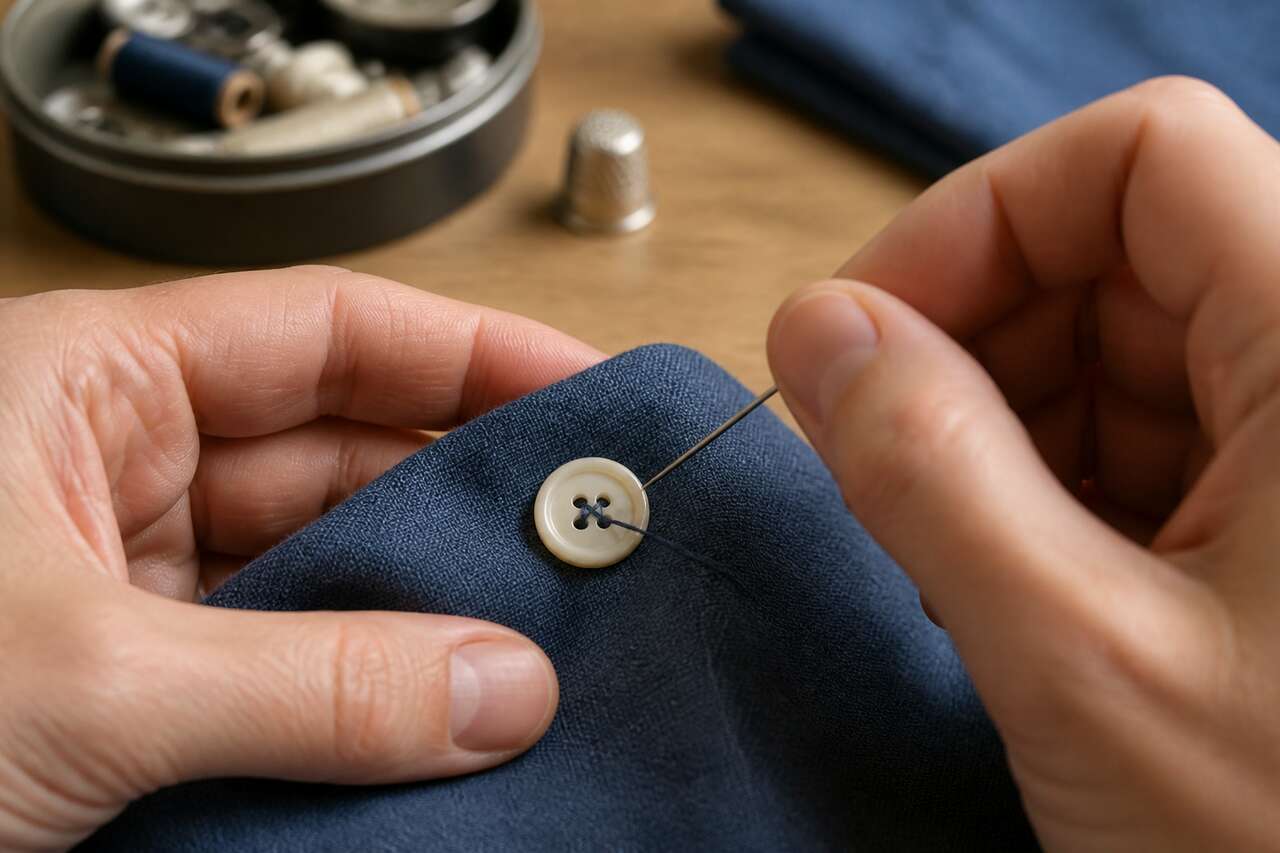 Coudre un bouton &agrave; 4 trous &agrave; la main
