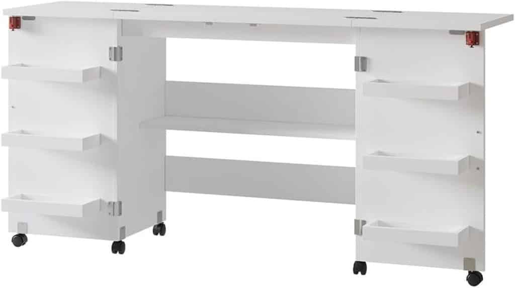 Test de la table de couture Vicco Carmen : fonctionnelle avec ses 6 étagères