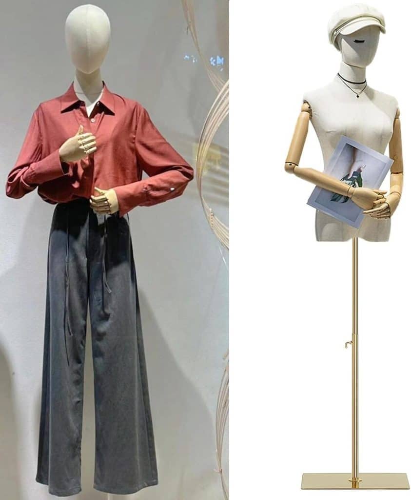 Test du mannequin Jueraori en or : taille réglable de 140 à 190 cm